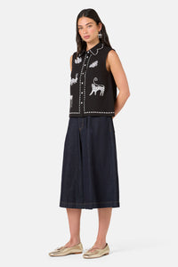 Gorman - Right Meow Embroidered Shirt - black