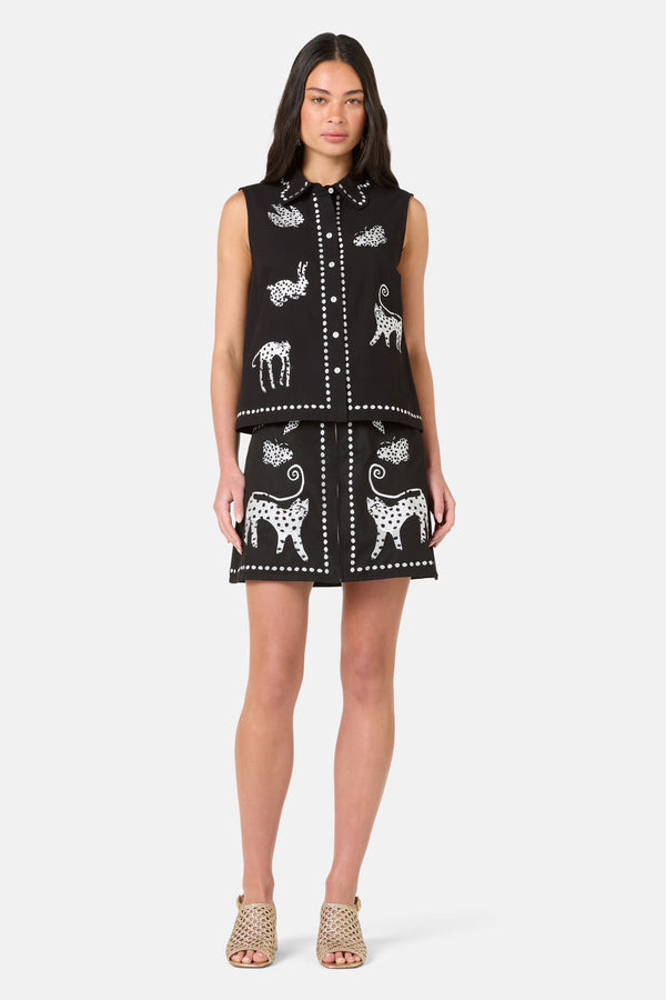 Gorman - Right Meow Embroidered Shirt - black