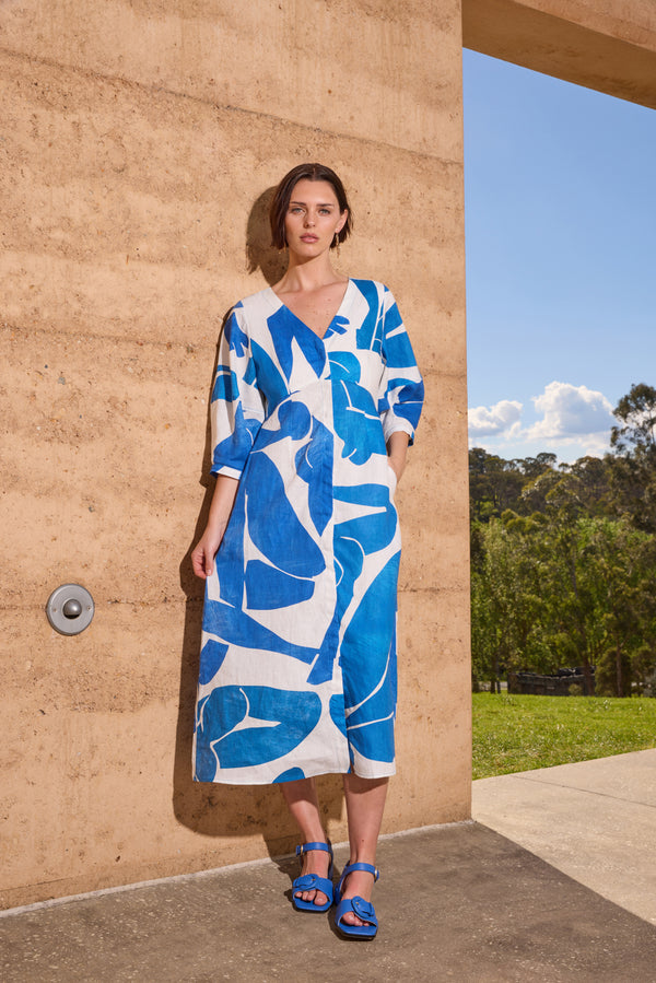 Gorman - Blue Nude Linen Dress - print