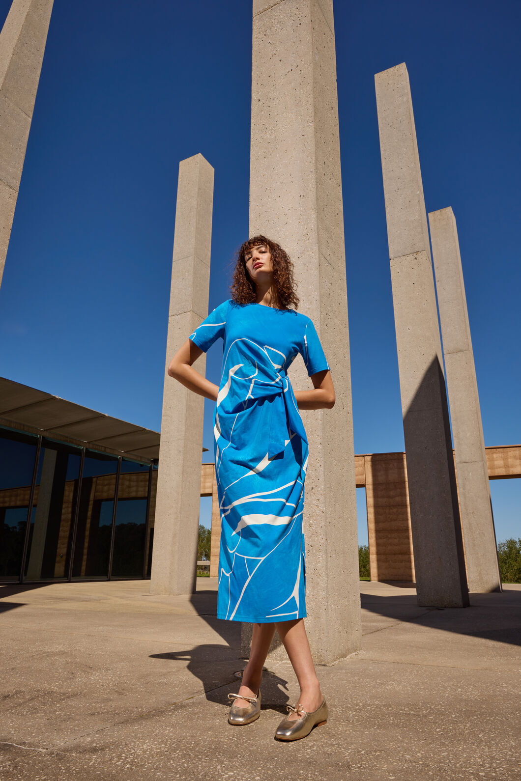Gorman - Blue Nude Tie Jersey Dress - print