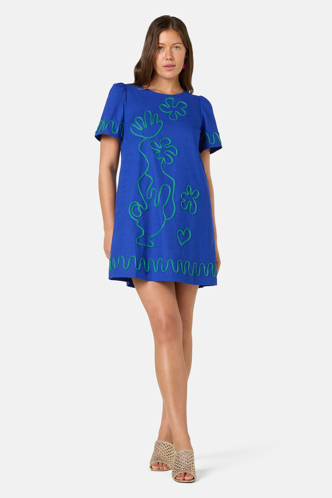 Gorman - Paper Poetry Embroidered Shift - blue