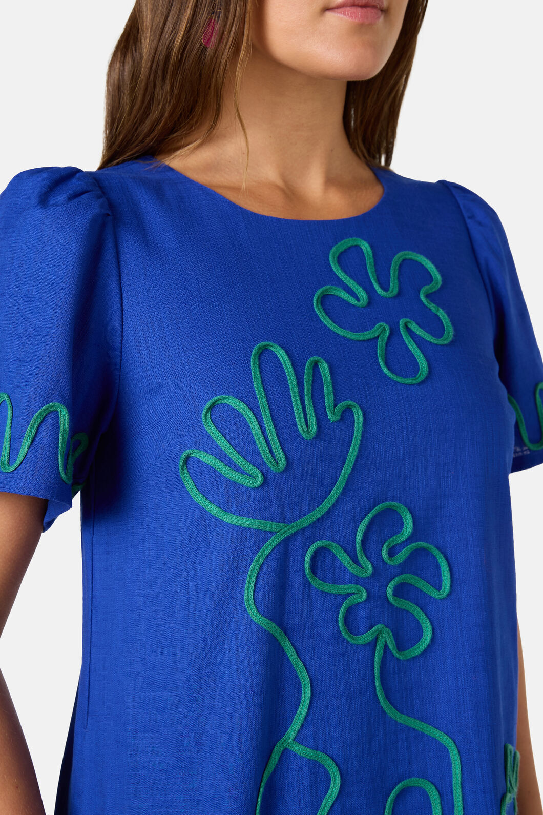 Gorman - Paper Poetry Embroidered Shift - blue