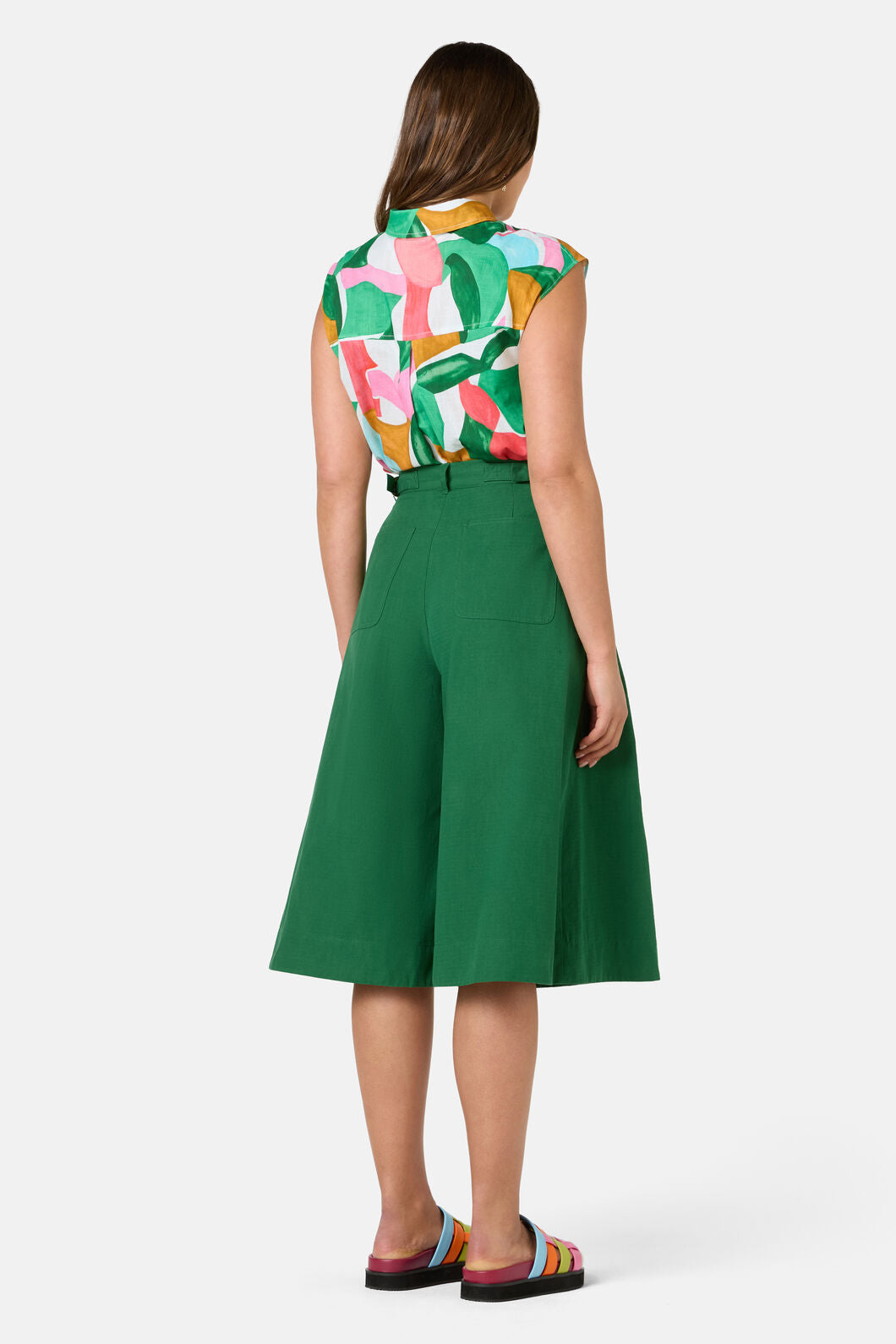 Gorman - Foliage Cotton Pleat Skort - green