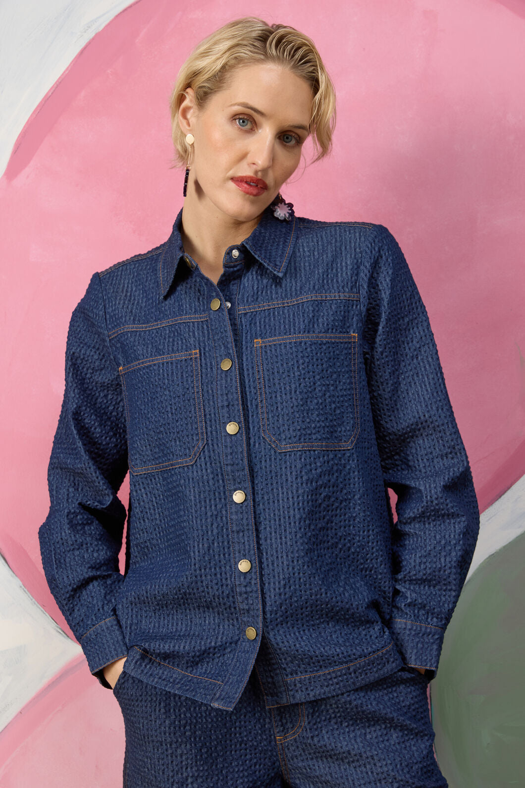 Gorman - Imogen Seersucker Denim Shirt - indigo