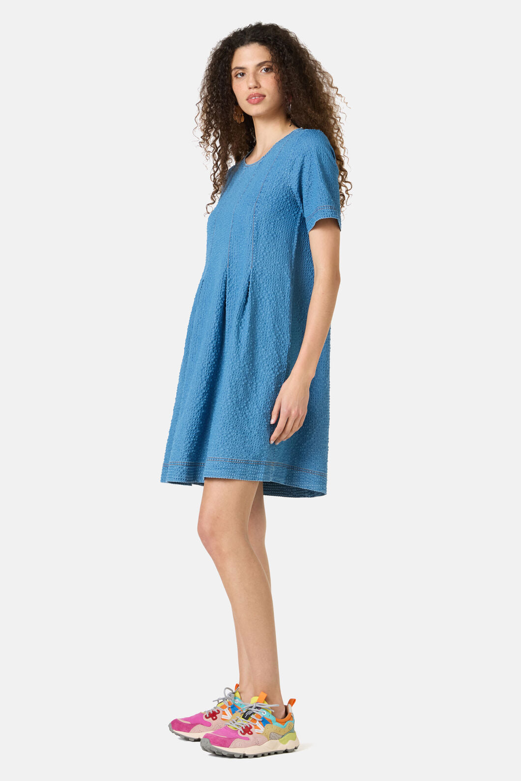 Gorman - Daphne Seersucker Denim Dress - mid-blue