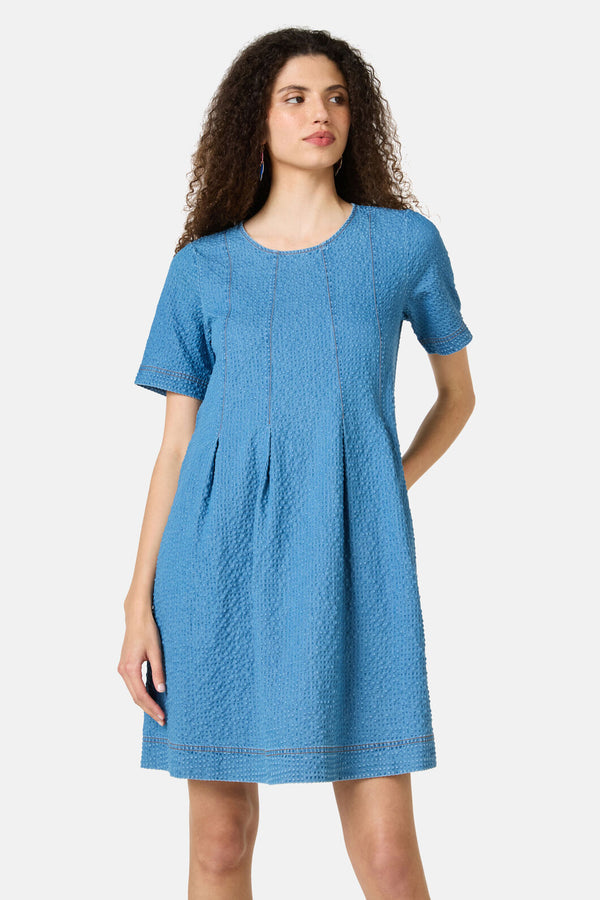 Gorman - Daphne Seersucker Denim Dress - mid-blue