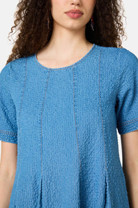 Gorman - Daphne Seersucker Denim Dress - mid-blue