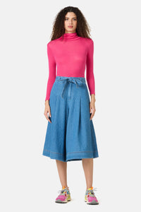 Gorman - Daphne Seersucker Denim Skort - mid-blue