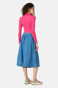 Gorman - Daphne Seersucker Denim Skort - mid-blue
