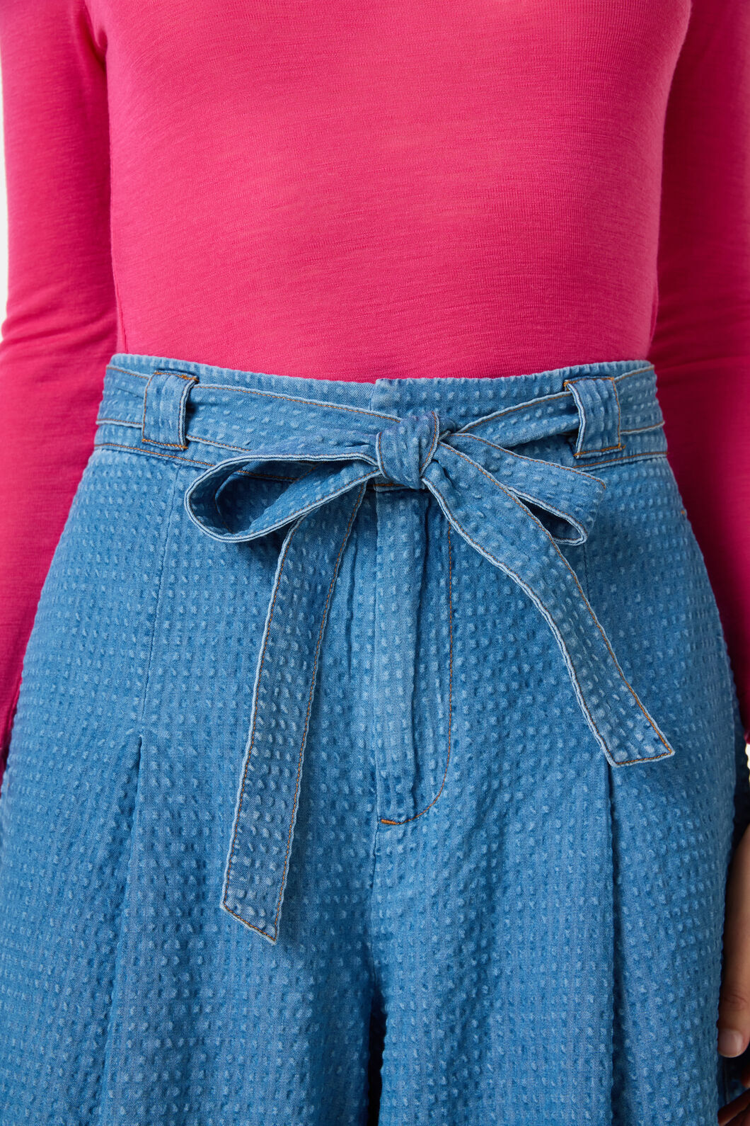 Gorman - Daphne Seersucker Denim Skort - mid-blue