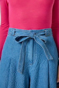Gorman - Daphne Seersucker Denim Skort - mid-blue