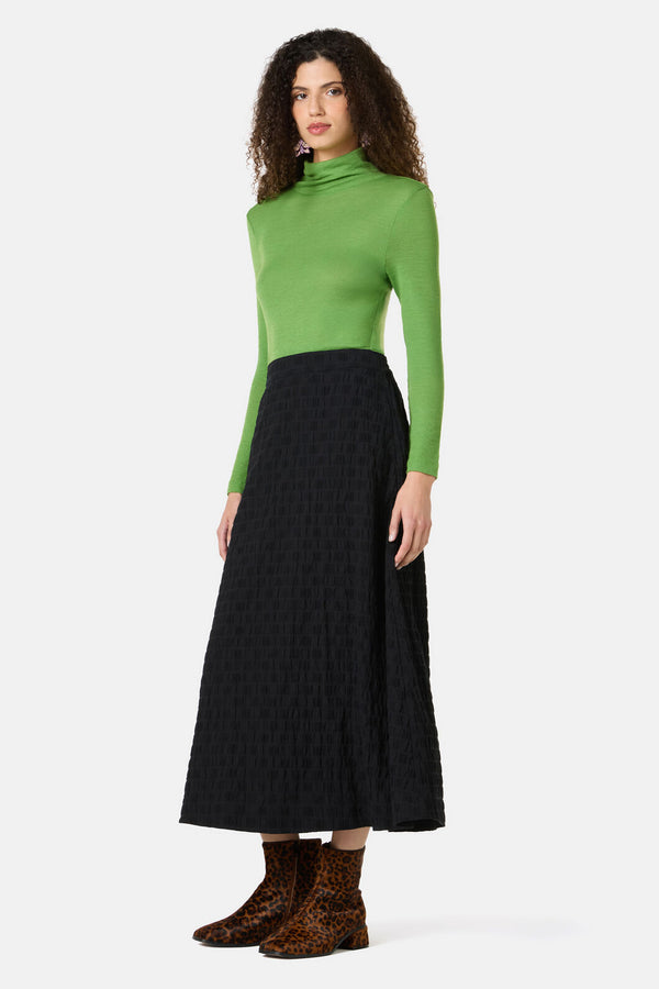 Gorman - Clover Seersucker Midi Skirt - black
