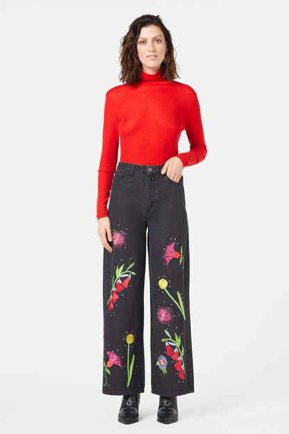 Gorman - Winter Waratah Embroidered Jeans - black