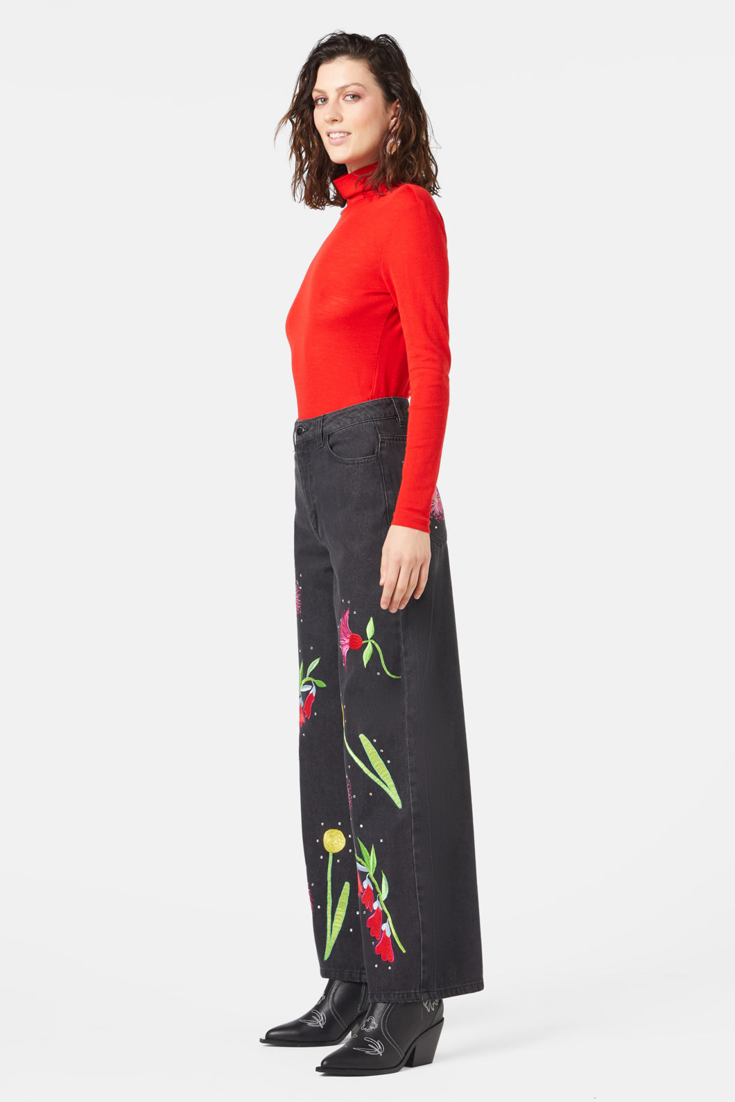 Gorman - Winter Waratah Embroidered Jeans - black