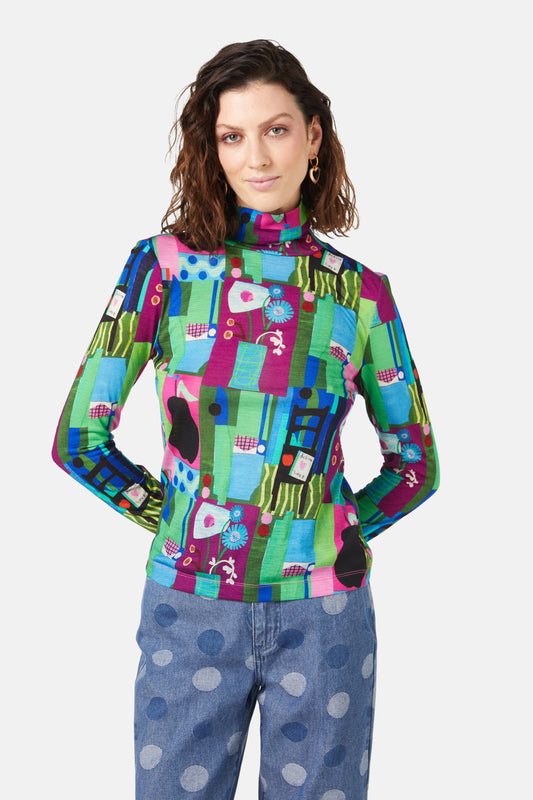Gorman - Collage Notes Merino Polo - print