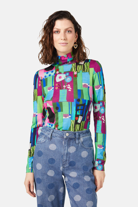 Gorman - Collage Notes Merino Polo - print