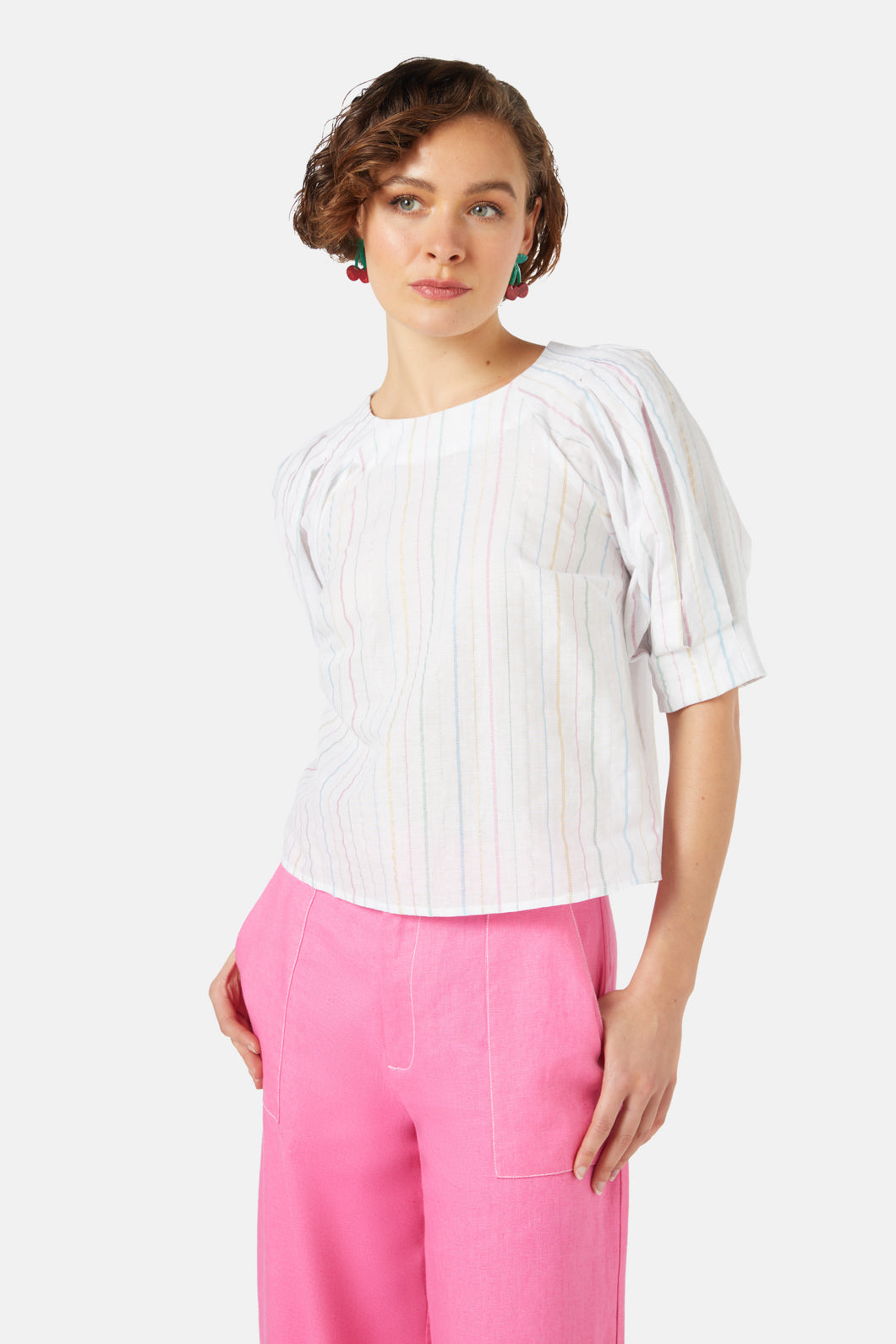 Gorman - Rainbow Stripes Blouse - white