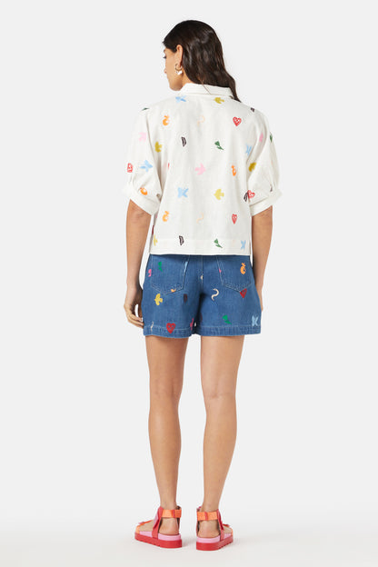 Gorman - Birds And Flowers Emb Shirt - white