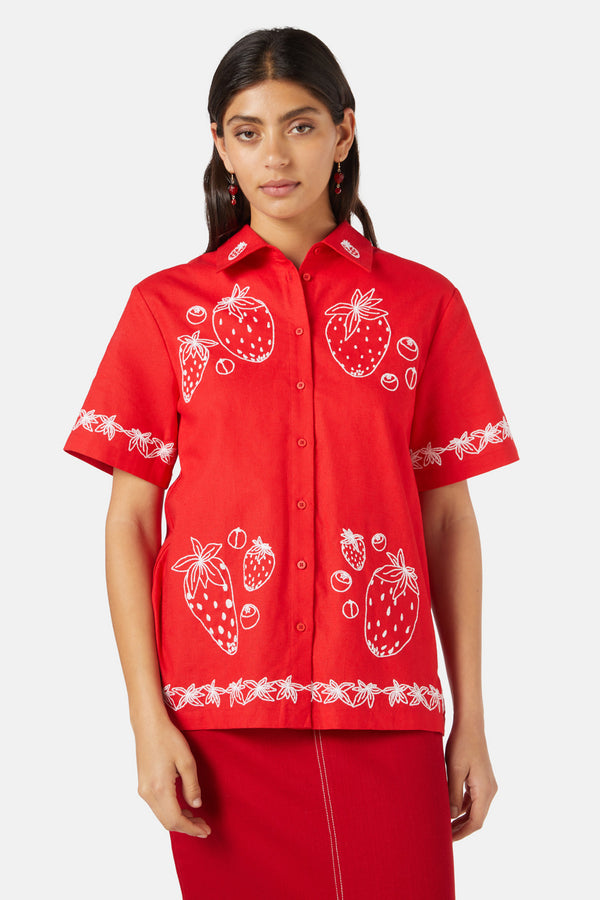 Gorman - Strawberry Patch Emb Shirt - red