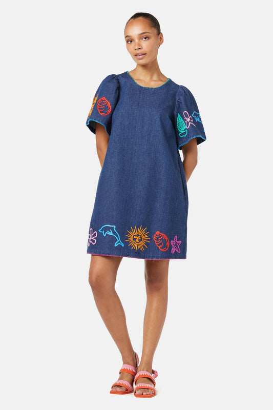 Gorman - Taking Time Embroidered Denim Dress - denim