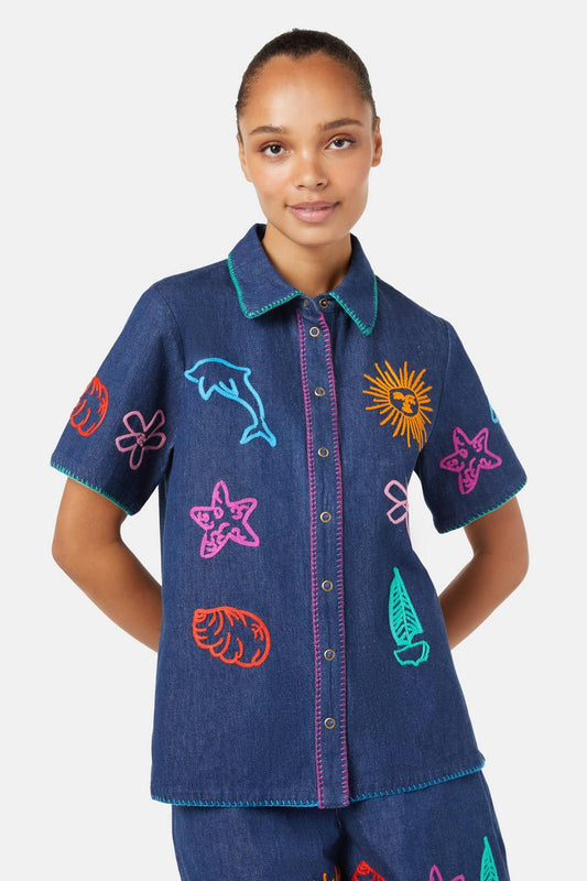 Gorman - Taking Time Embroidered Denim Shirt - denim
