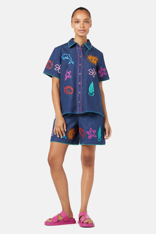 Gorman - Taking Time Embroidered Denim Shirt - denim