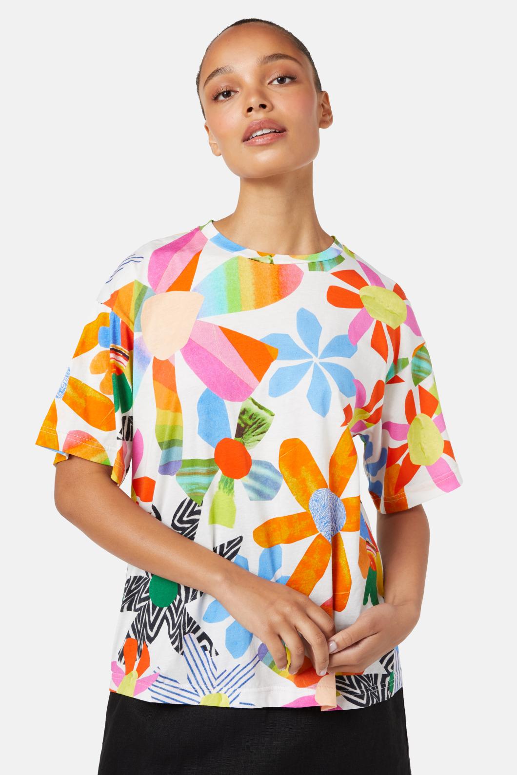 Gorman - Rainbow Flower Tee - print