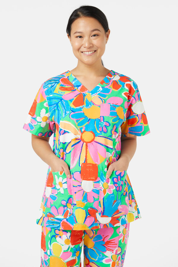 Gorman - Flower Pots Scrub Set - print