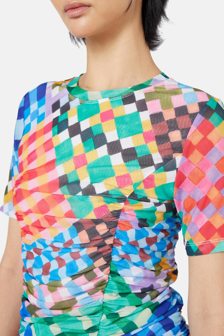 Gorman - Gingham Garden Mesh Top - print