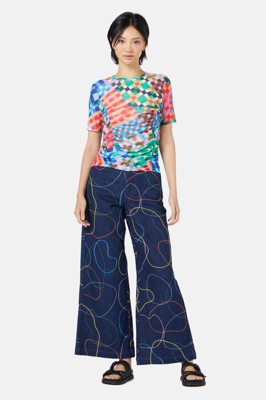 Gorman - Gingham Garden Mesh Top - print