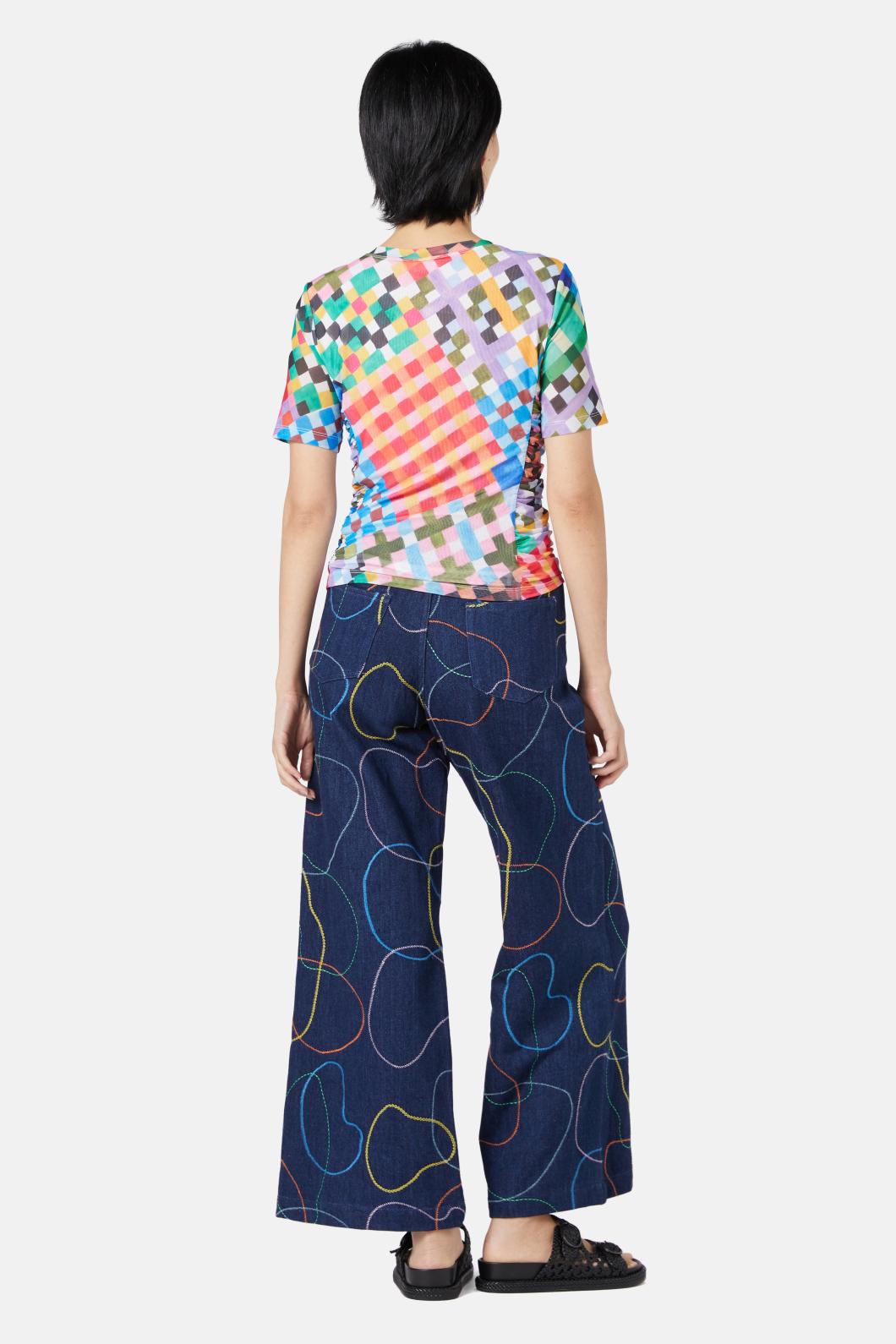 Gorman - Gingham Garden Mesh Top - print