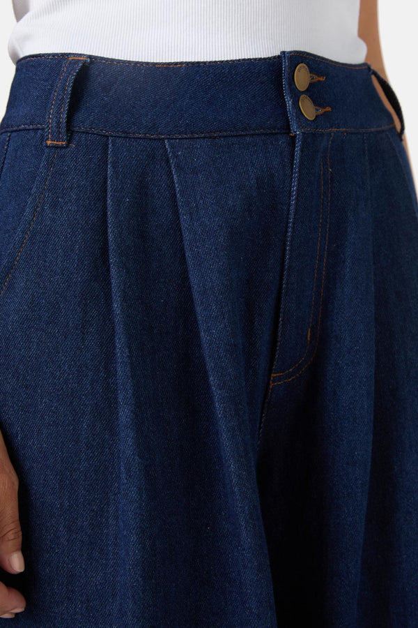 Gorman - Pleat Palazzo Jeans - mid-blue