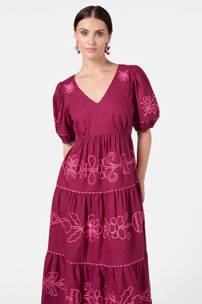 Gorman - Folk Tales Tiered Dress - wine