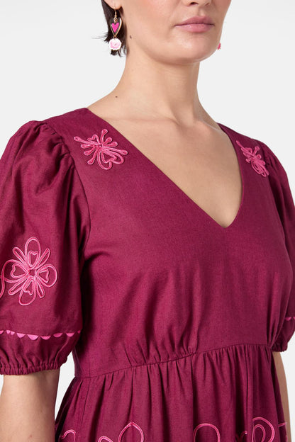 Gorman - Folk Tales Tiered Dress - wine