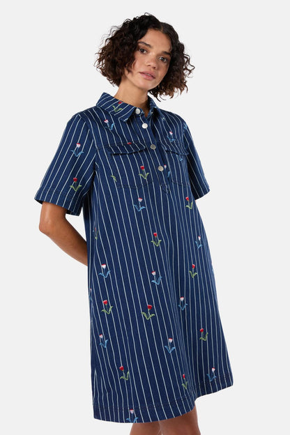 Gorman - Rosette Denim Shirt Dress - stripe