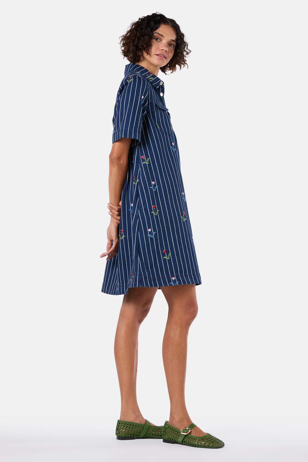 Gorman - Rosette Denim Shirt Dress - stripe