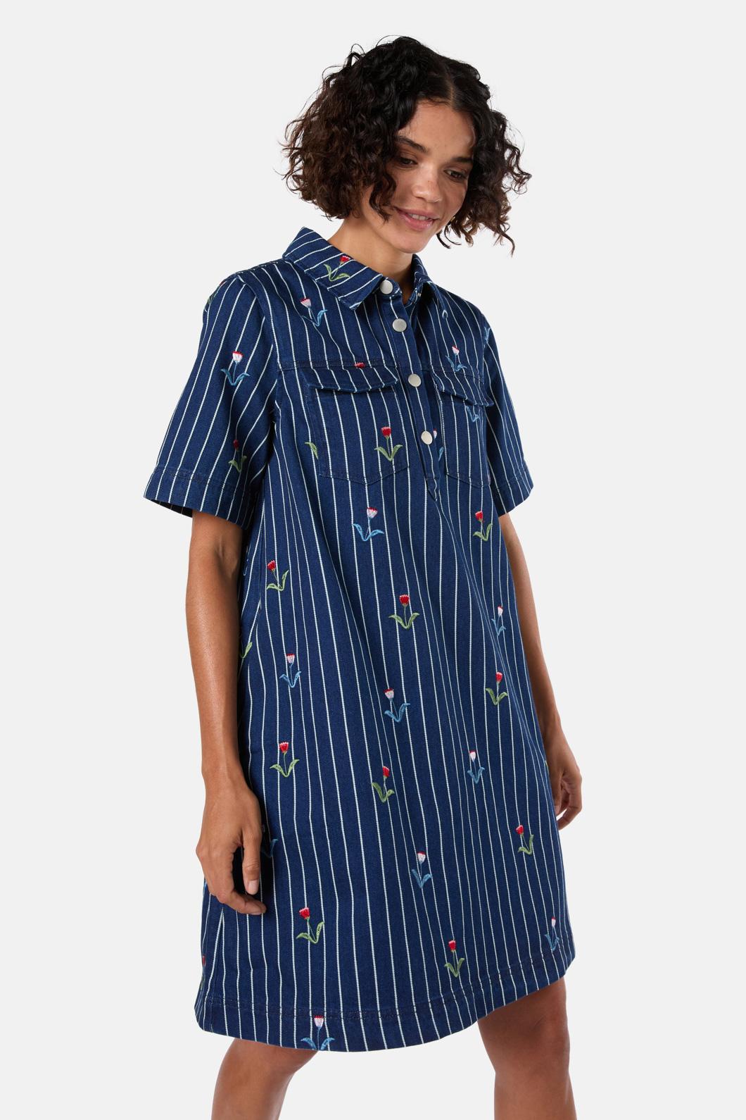 Gorman - Rosette Denim Shirt Dress - stripe