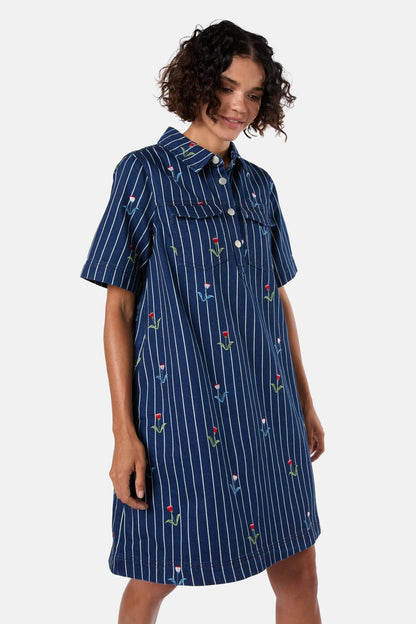 Gorman - Rosette Denim Shirt Dress - stripe
