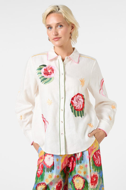 Gorman - The Comet Embroidered Shirt - cream