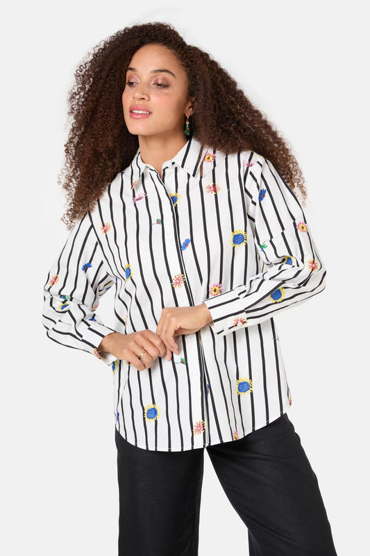 Gorman - Bloomscape Emb Shirt - stripe