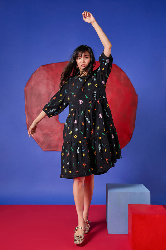 Gorman - Desert Garden Smock Dress - black