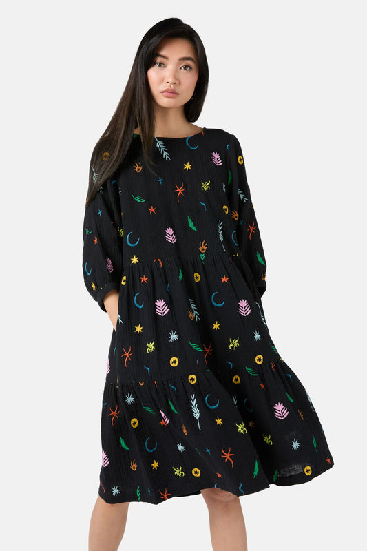 Gorman - Desert Garden Smock Dress - black