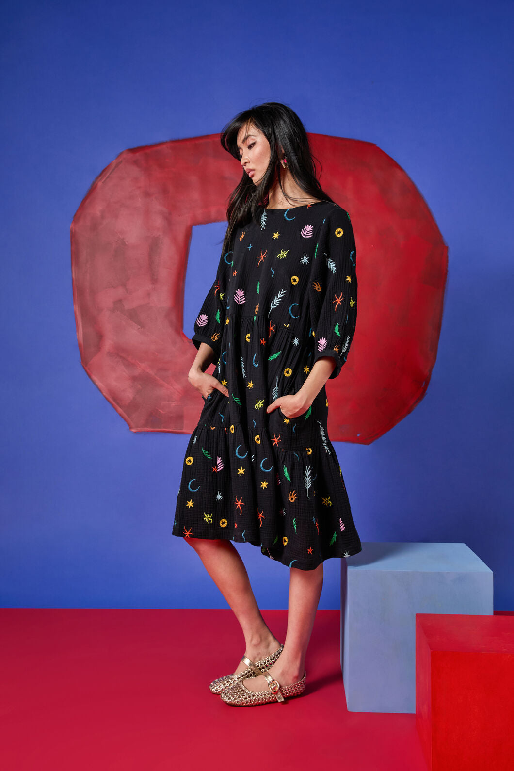 Gorman - Desert Garden Smock Dress - black
