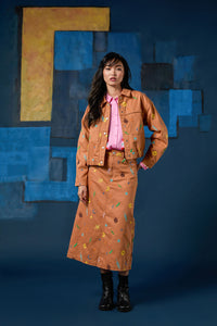 Gorman - Desert Garden Denim Midi Skirt - print