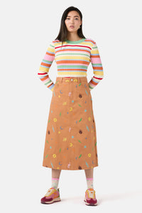 Gorman - Desert Garden Denim Midi Skirt - print