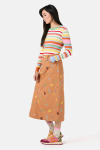 Gorman - Desert Garden Denim Midi Skirt - print