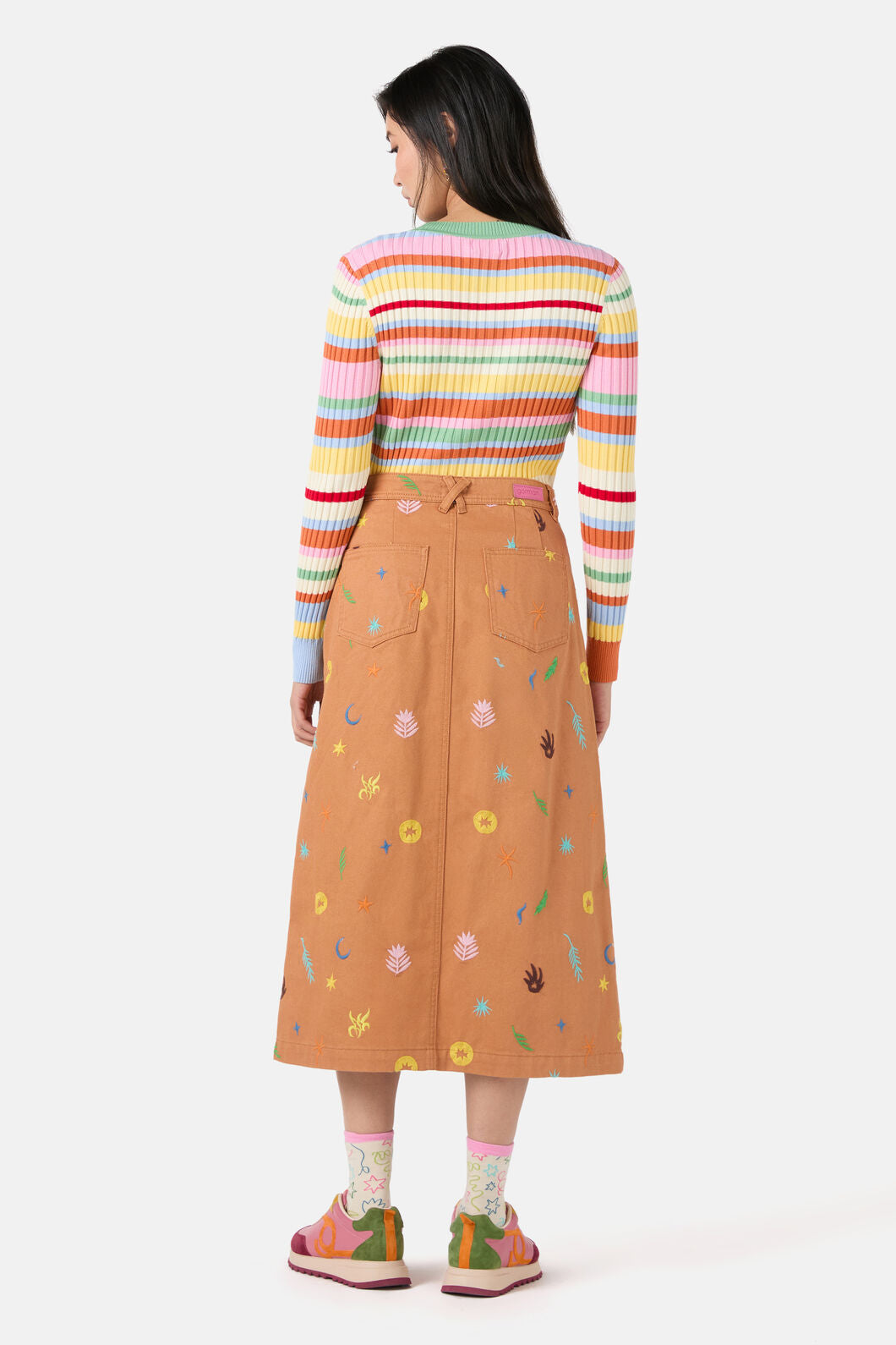 Gorman - Desert Garden Denim Midi Skirt - print
