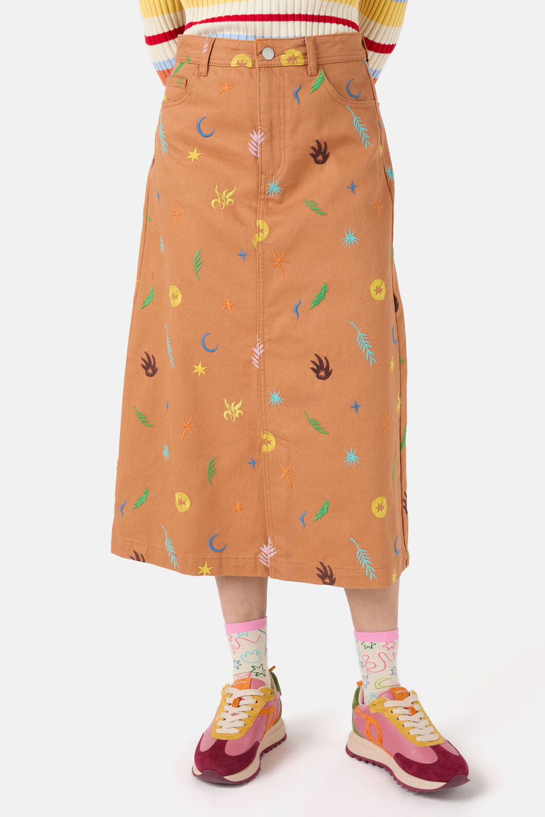 Gorman - Desert Garden Denim Midi Skirt - print