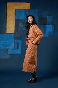 Gorman - Desert Garden Denim Midi Skirt - print