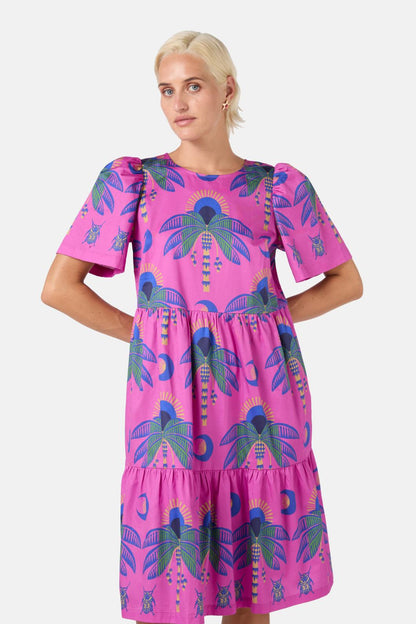 Gorman - Stamp Collecting Tiered Dress - print